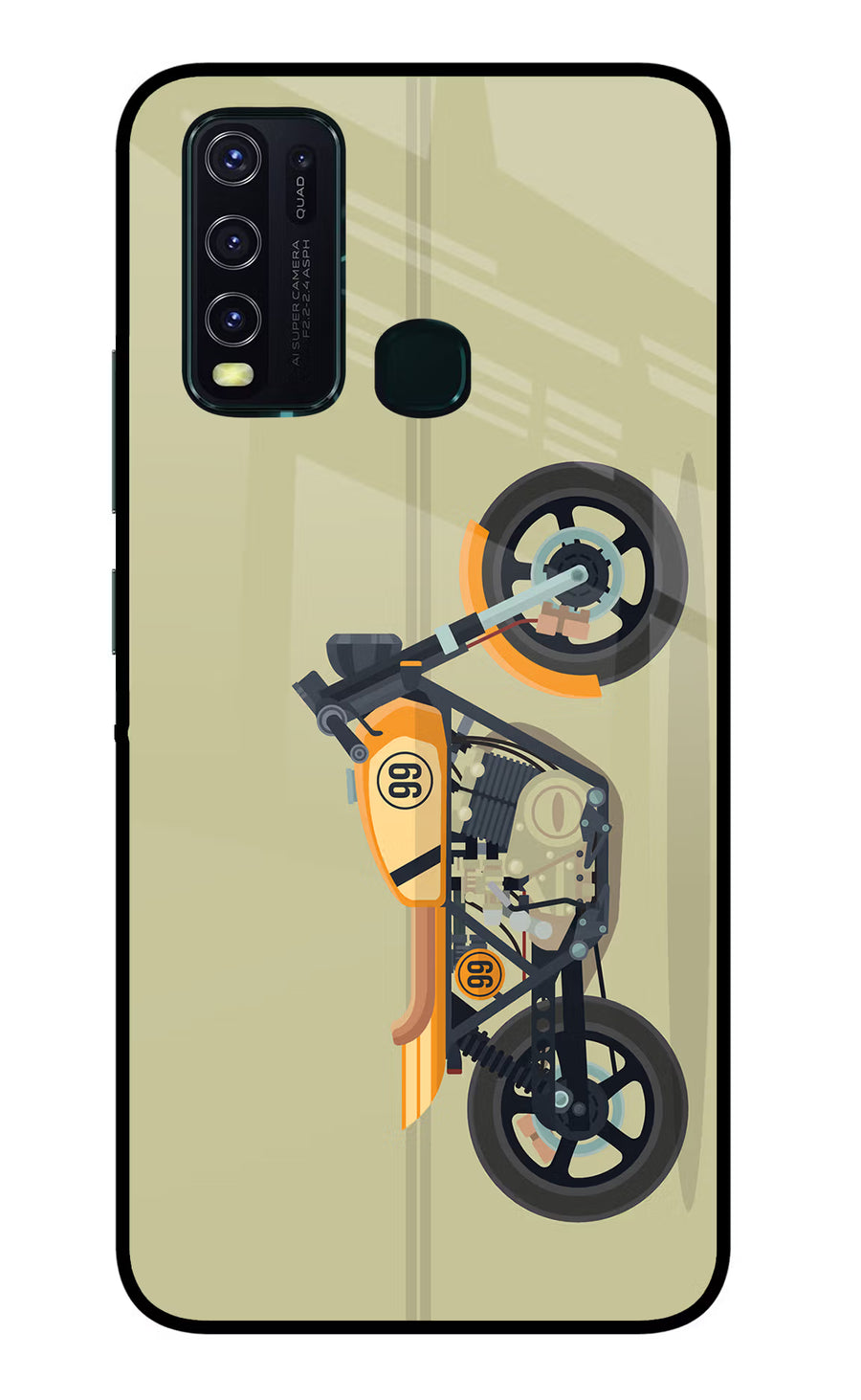 Vertical Speedster Vivo Y30/Y50 Back Cover, Glass case