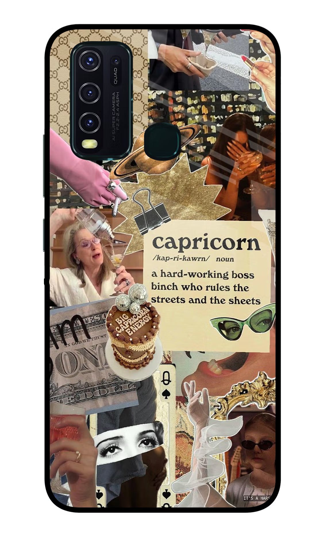 Capricorn Zodiac Vivo Y30/Y50 Glass Case Back Cover by Casekaro