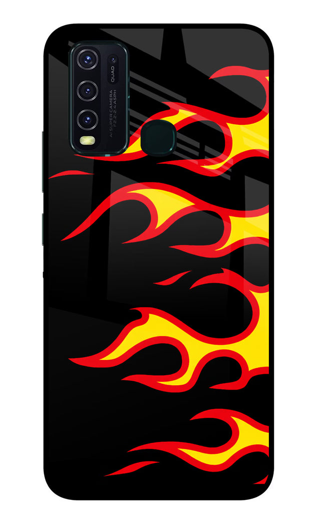 Side Sweep Flames Vivo Y30/Y50 Glass Case