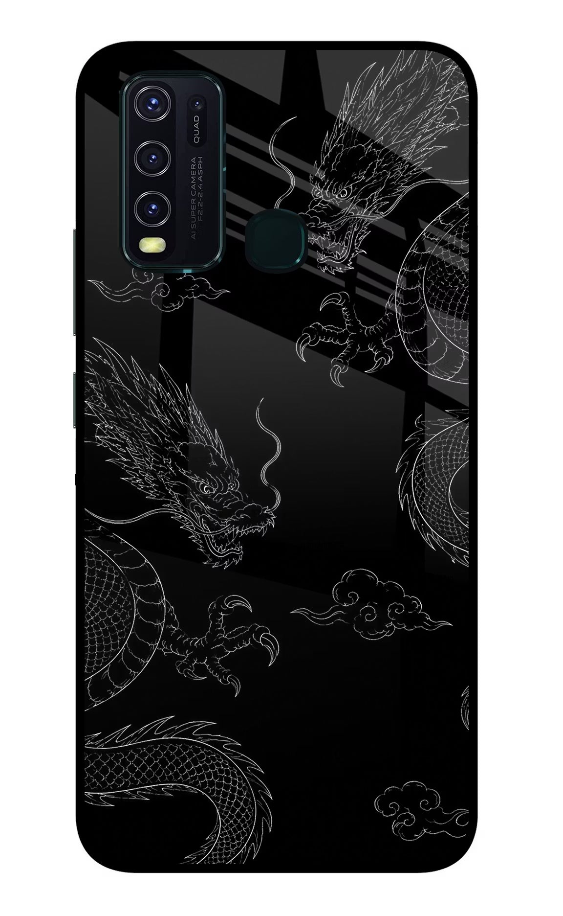Twin Dragons Vivo Y30/Y50 Glass Case Back Cover by Casekaro