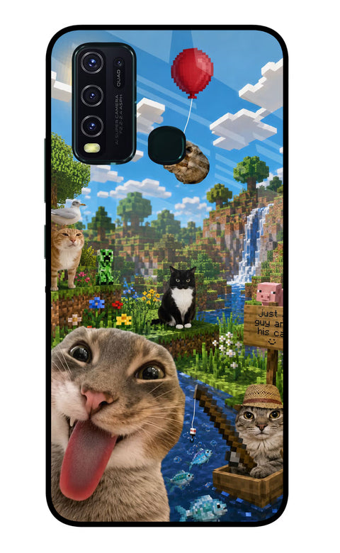 Minecraft Cat Chaos Vivo Y30/Y50 Glass Case