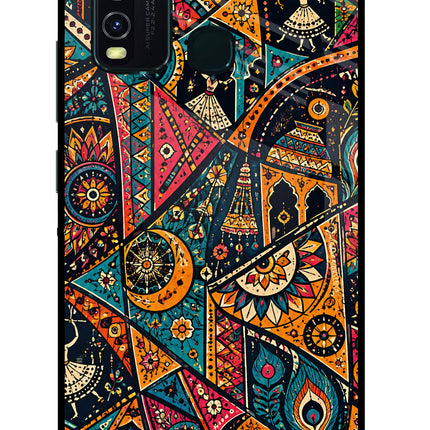 Folk Print Vivo Y30/Y50 Glass Case