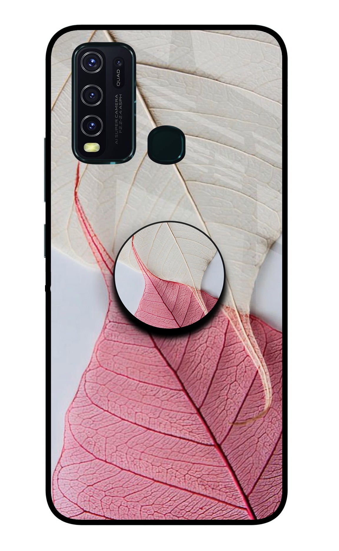 White Pink Leaf Vivo Y30/Y50 Pop Case