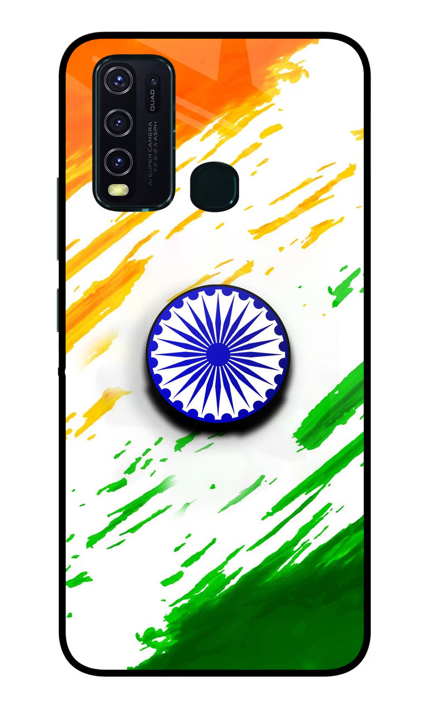 Indian Flag Ashoka Chakra Vivo Y30/Y50 Pop Case, Glass case