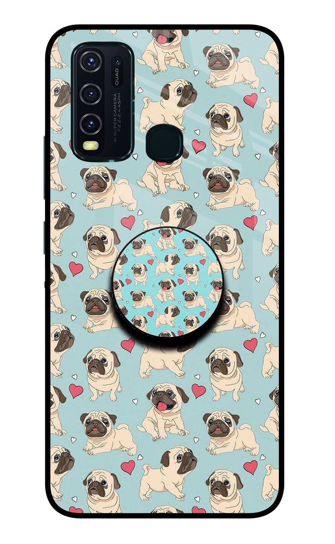 Pug Dog Vivo Y30/Y50 Glass Case