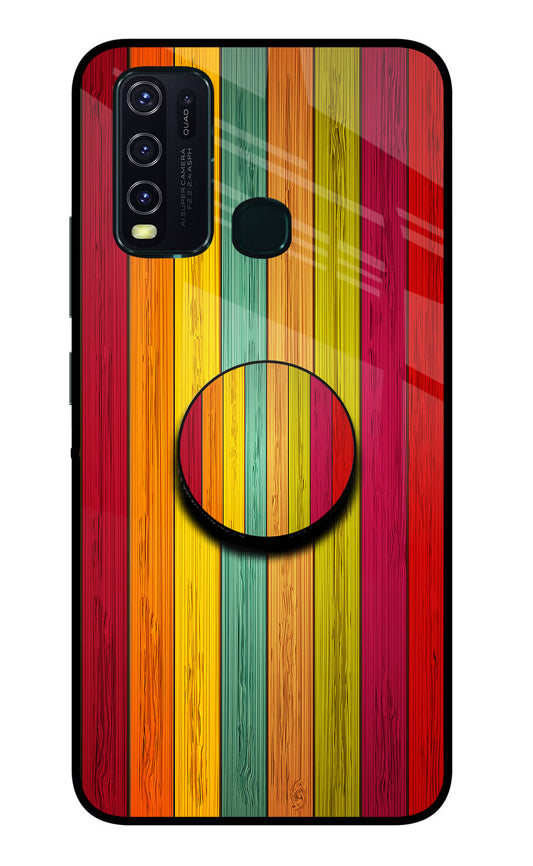 Multicolor Wooden Vivo Y30/Y50 Glass Case