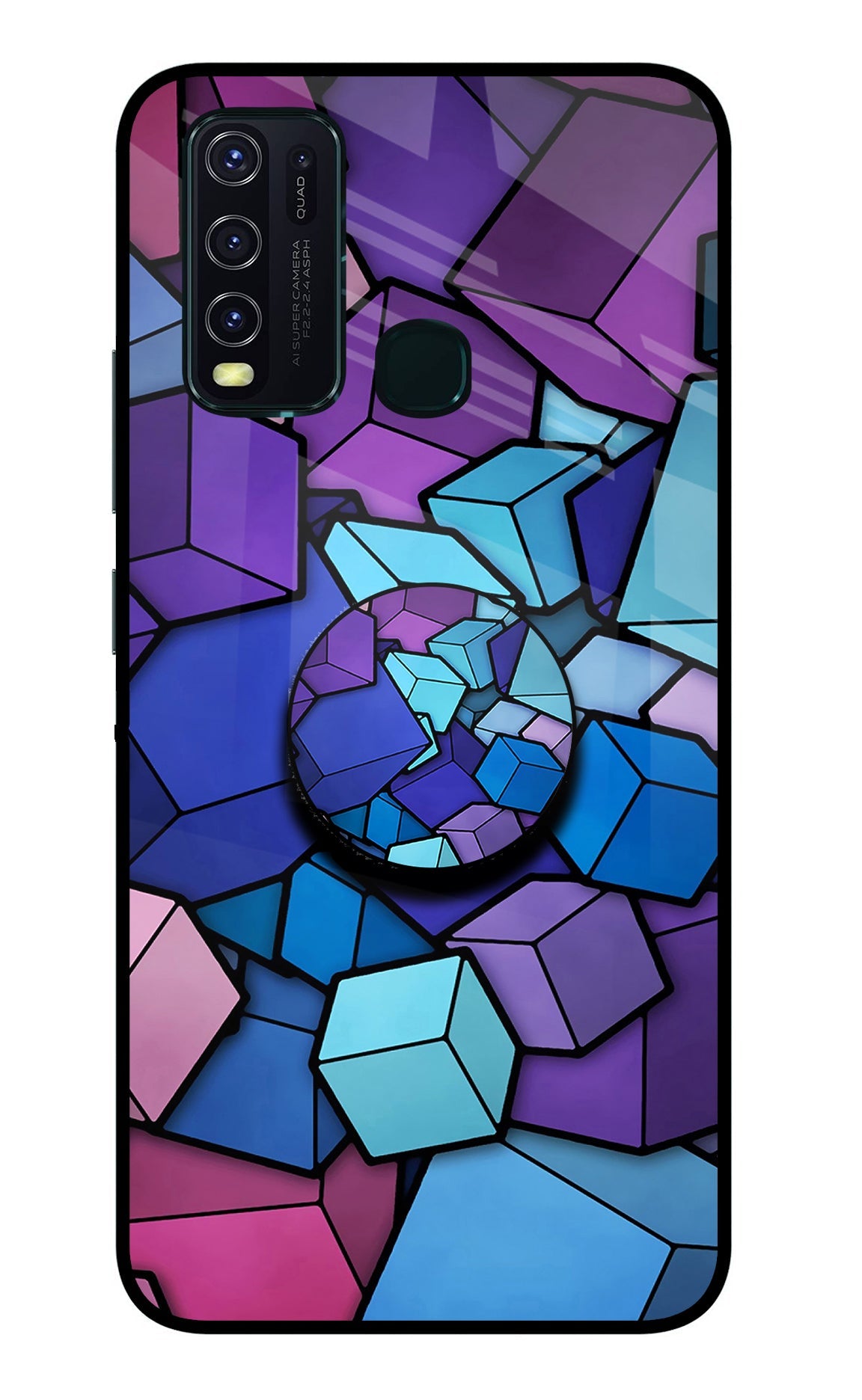Cubic Abstract Vivo Y30/Y50 Glass Case