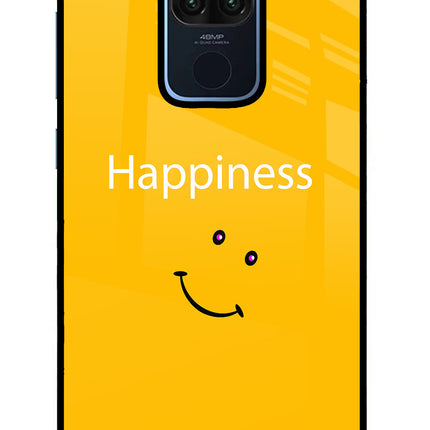 Happiness With Smiley Redmi Note 9 Glass Case Back Cover by Casekaro