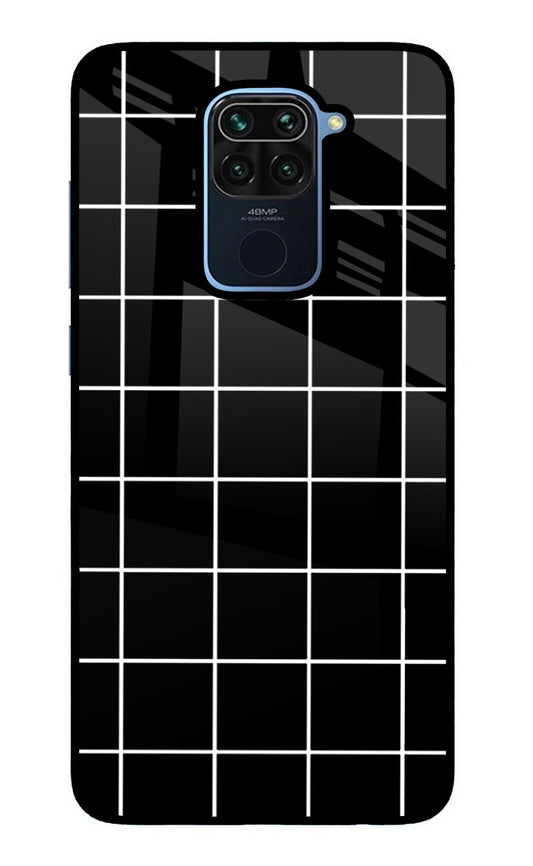 White Grid Redmi Note 9 Glass Case