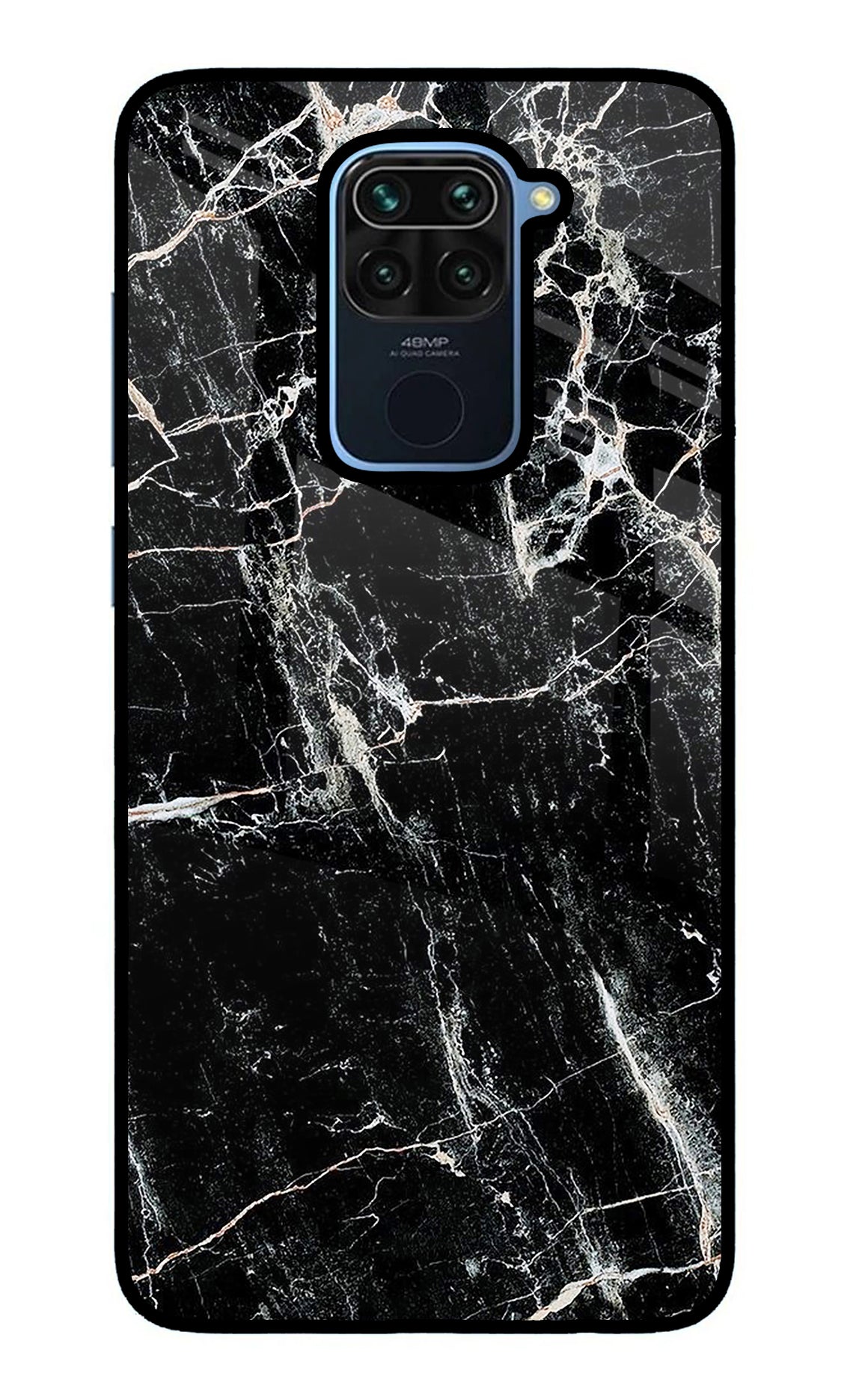 Black Marble Texture Redmi Note 9 Glass Case