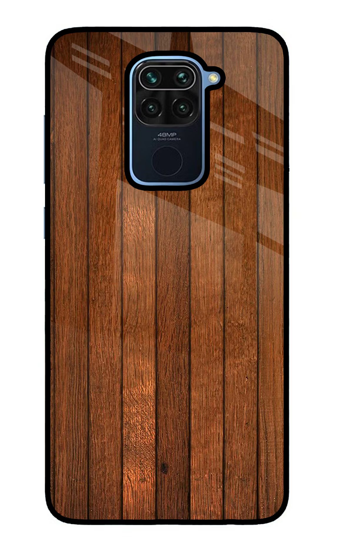 Wooden Artwork Bands Redmi Note 9 Glass Case