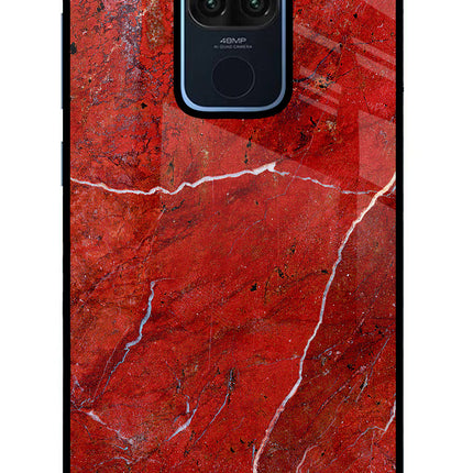 Red Marble Design Redmi Note 9 Glass Case Back Cover by Casekaro