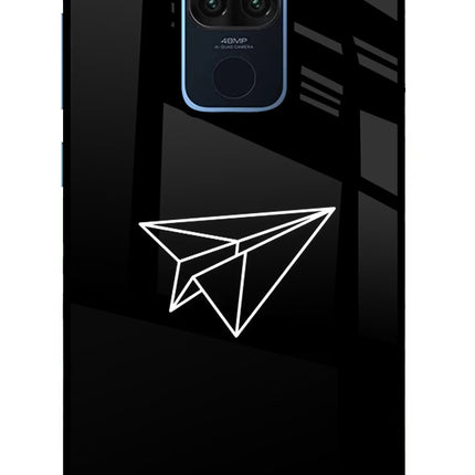 Paper Plane White Redmi Note 9 Glass Case Back Cover by Casekaro