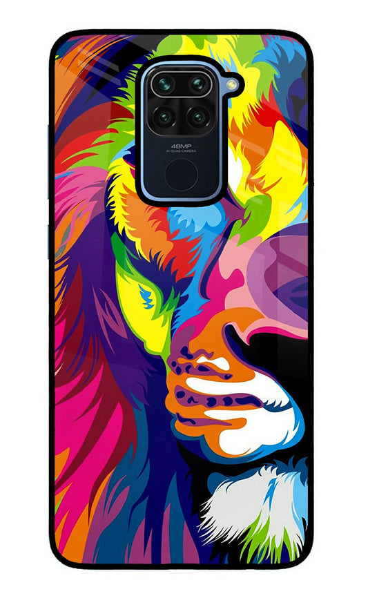 Lion Half Face Redmi Note 9 Glass Case