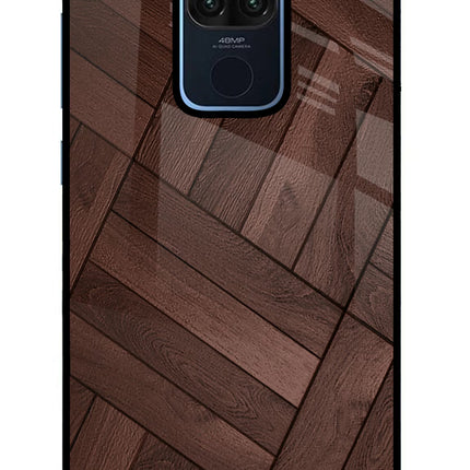 Wooden Texture Design Redmi Note 9 Glass Case Back Cover by Casekaro