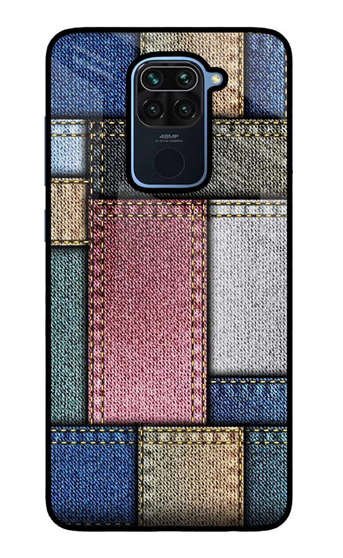 Multicolor Jeans Redmi Note 9 Glass Case Back Cover by Casekaro