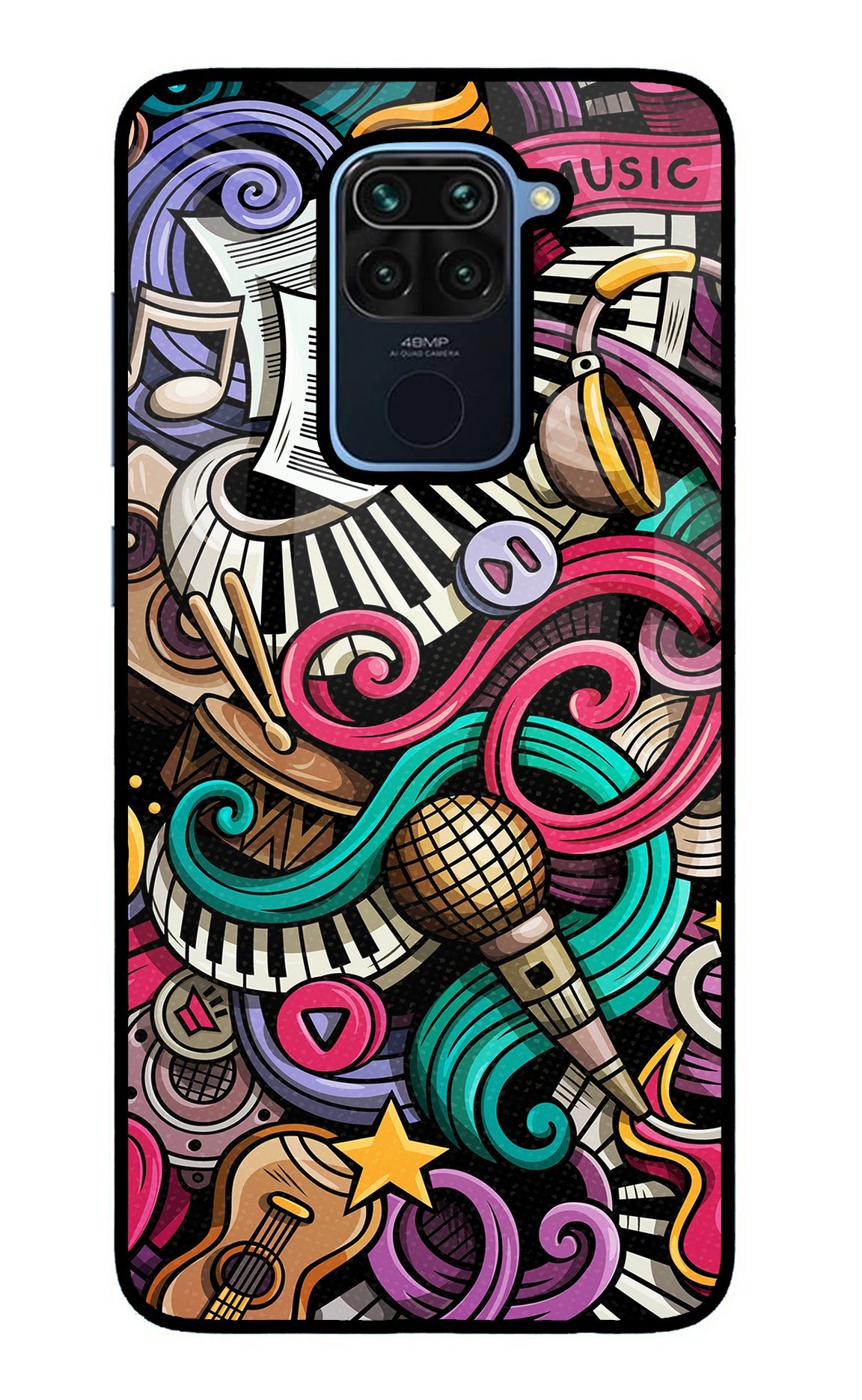 Music Abstract Redmi Note 9 Glass Case