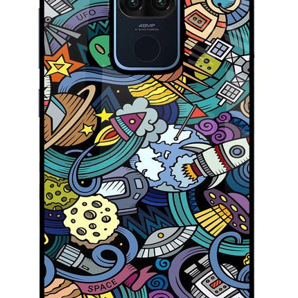 Space Abstract Redmi Note 9 Glass Case Back Cover by Casekaro