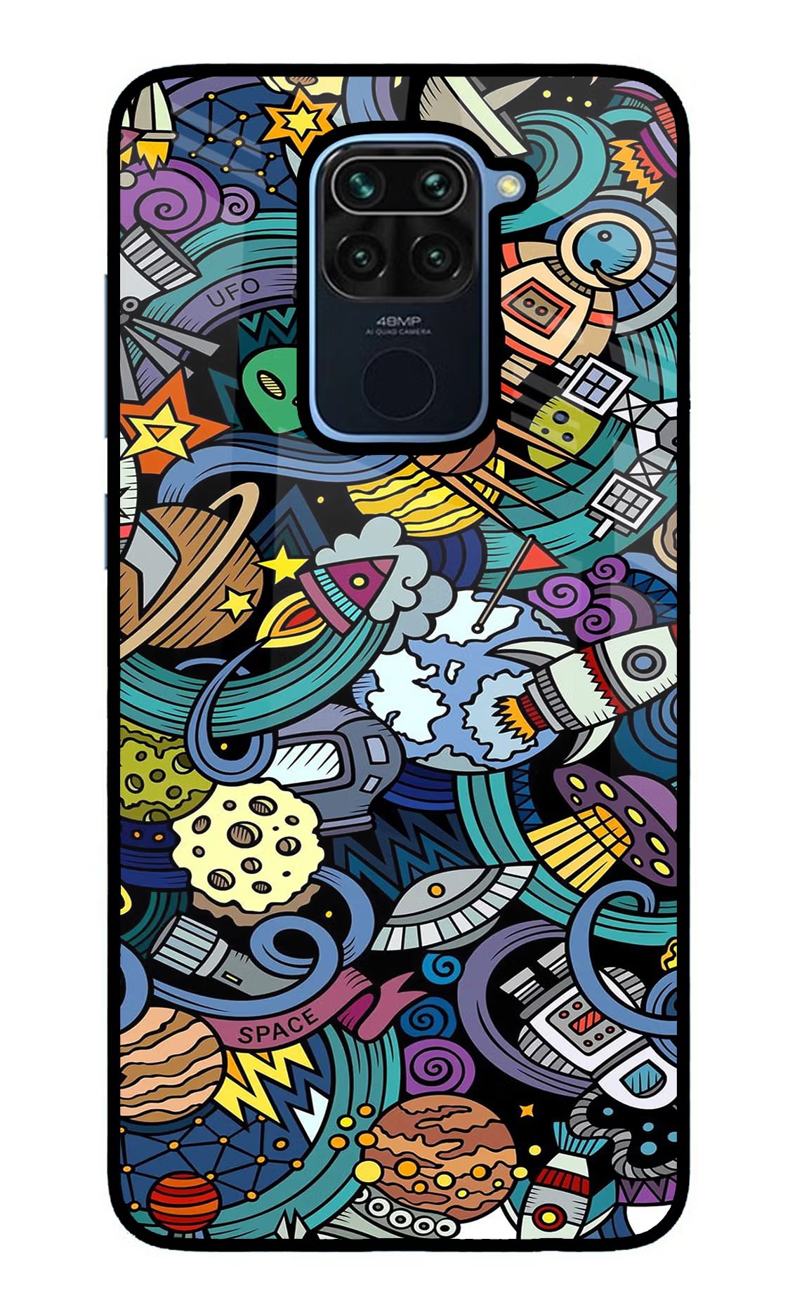 Space Abstract Redmi Note 9 Glass Case Back Cover by Casekaro