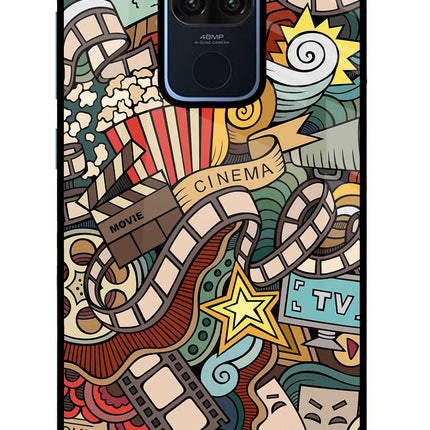 Cinema Abstract Redmi Note 9 Glass Case Back Cover by Casekaro