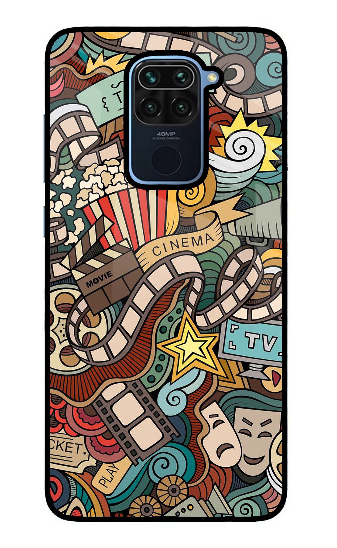 Cinema Abstract Redmi Note 9 Glass Case Back Cover by Casekaro