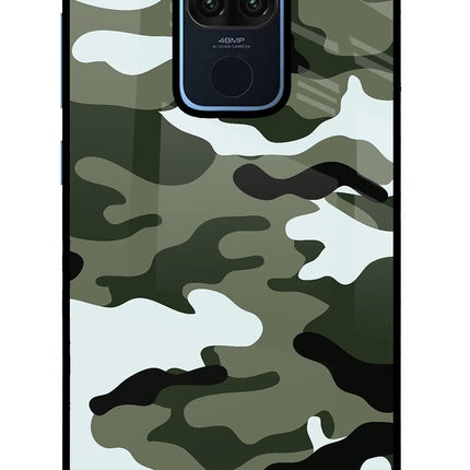 Camouflage Redmi Note 9 Glass Case Back Cover by Casekaro