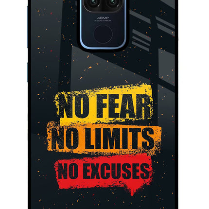 No Fear No Limits No Excuse Redmi Note 9 Glass Case Back Cover by Casekaro