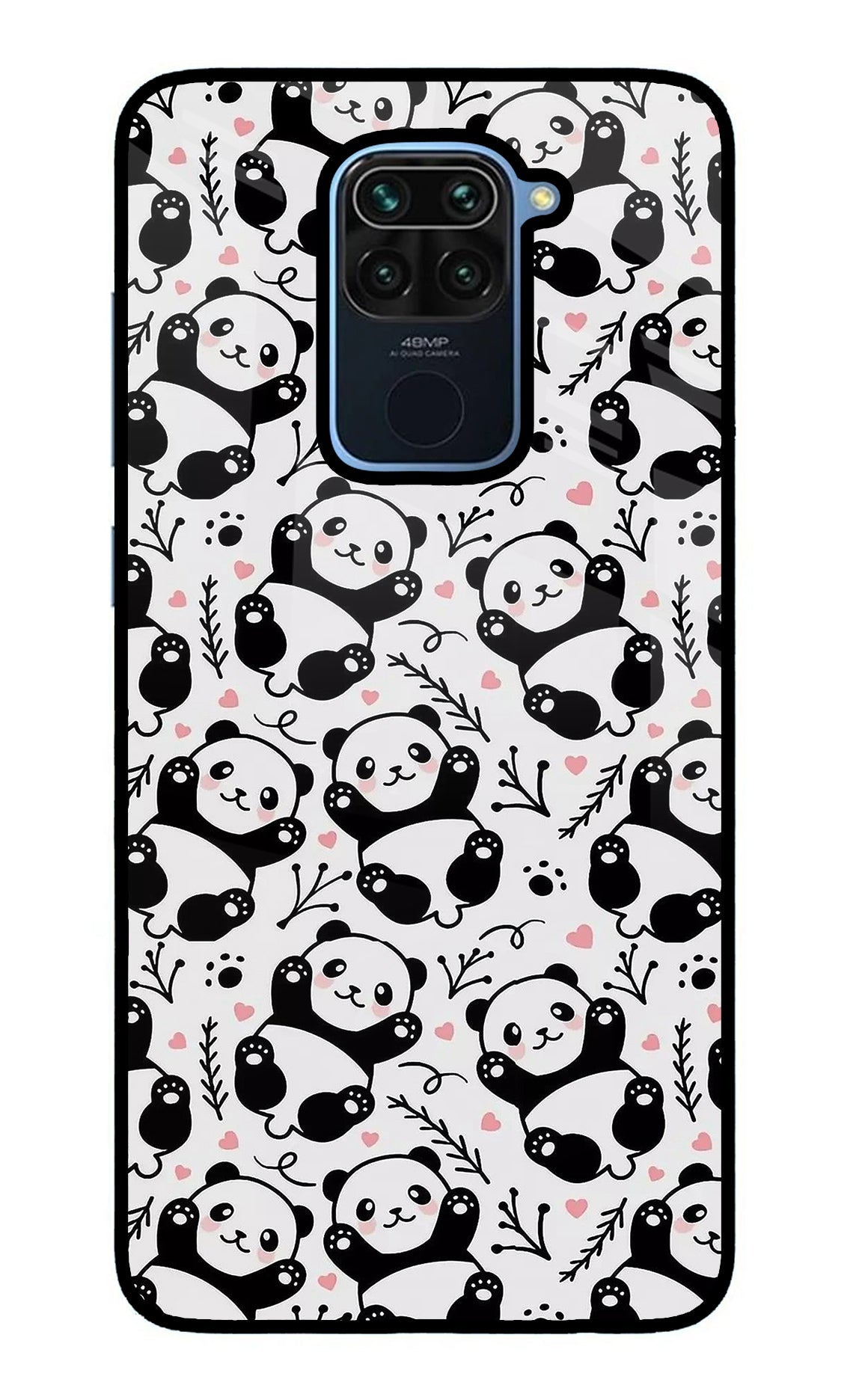 Cute Panda Redmi Note 9 Glass Case