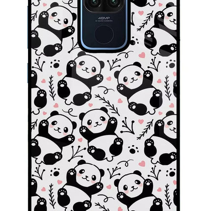Cute Panda Redmi Note 9 Glass Case Back Cover by Casekaro
