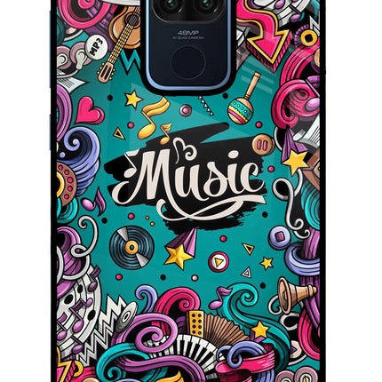 Music Graffiti Redmi Note 9 Glass Case Back Cover by Casekaro