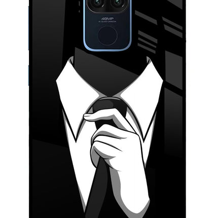 Black Tie Redmi Note 9 Glass Case Back Cover by Casekaro