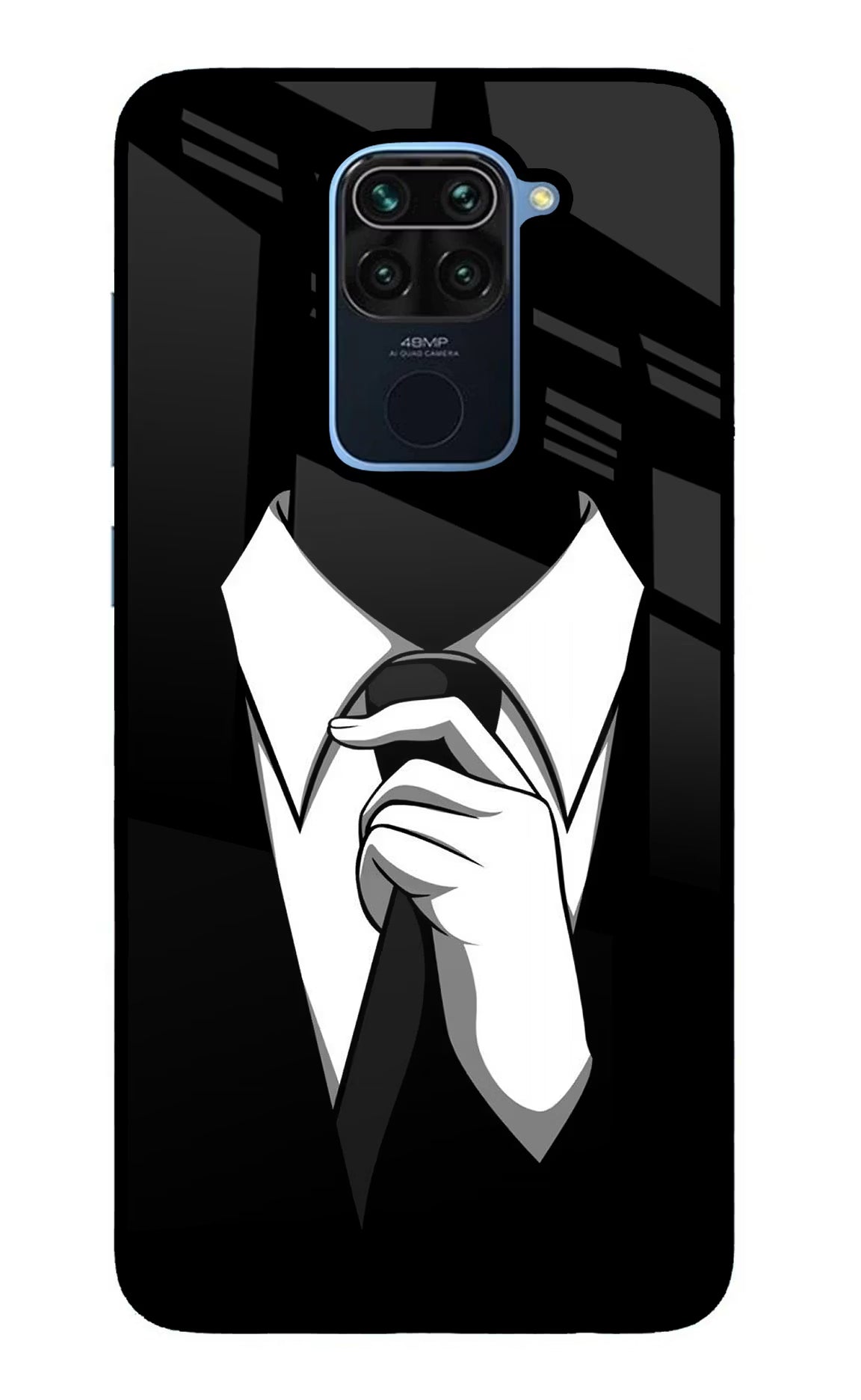 Black Tie Redmi Note 9 Glass Case Back Cover by Casekaro