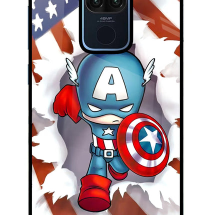 Captain America Redmi Note 9 Glass Case Back Cover by Casekaro