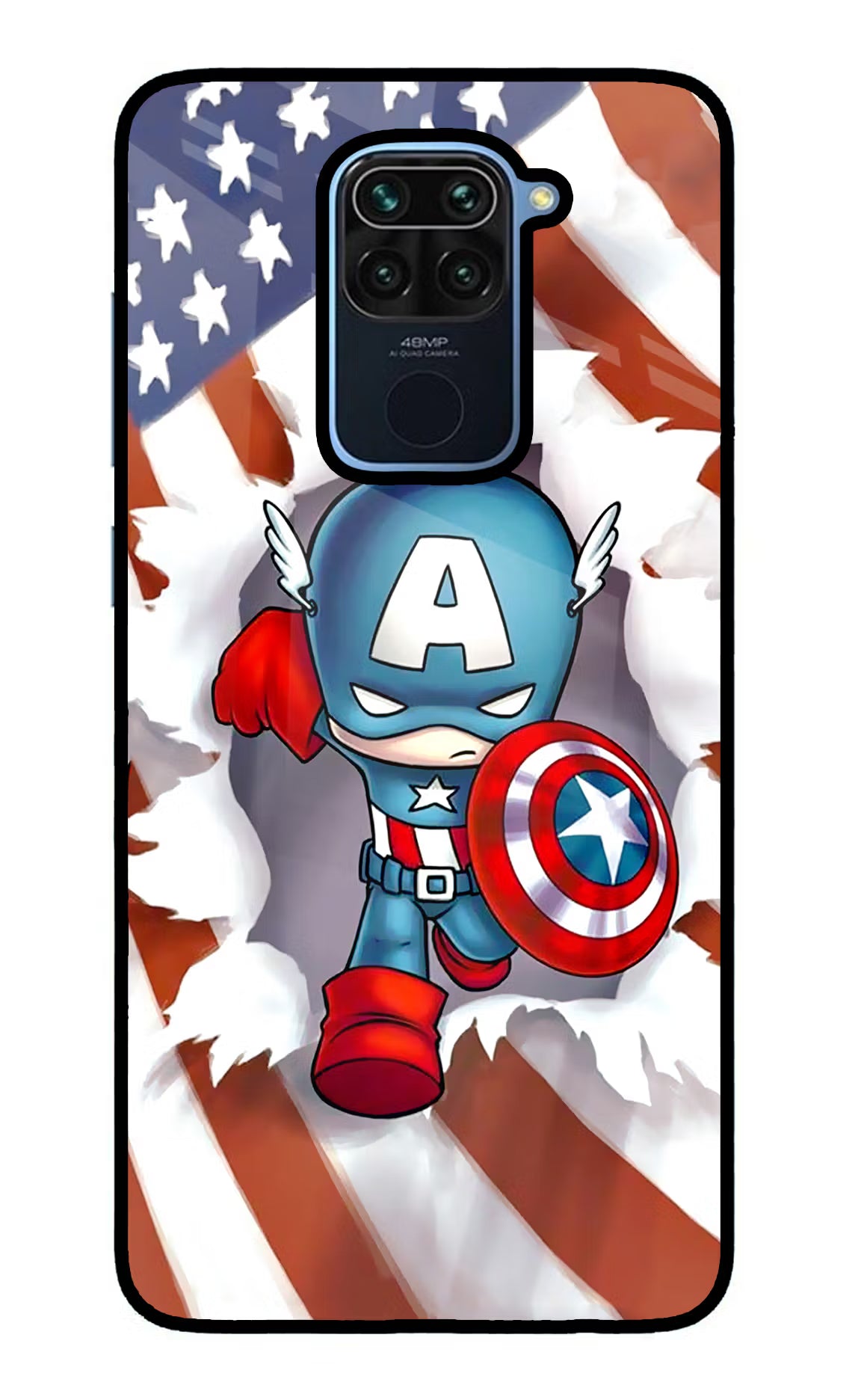 Captain America Redmi Note 9 Glass Case Back Cover by Casekaro