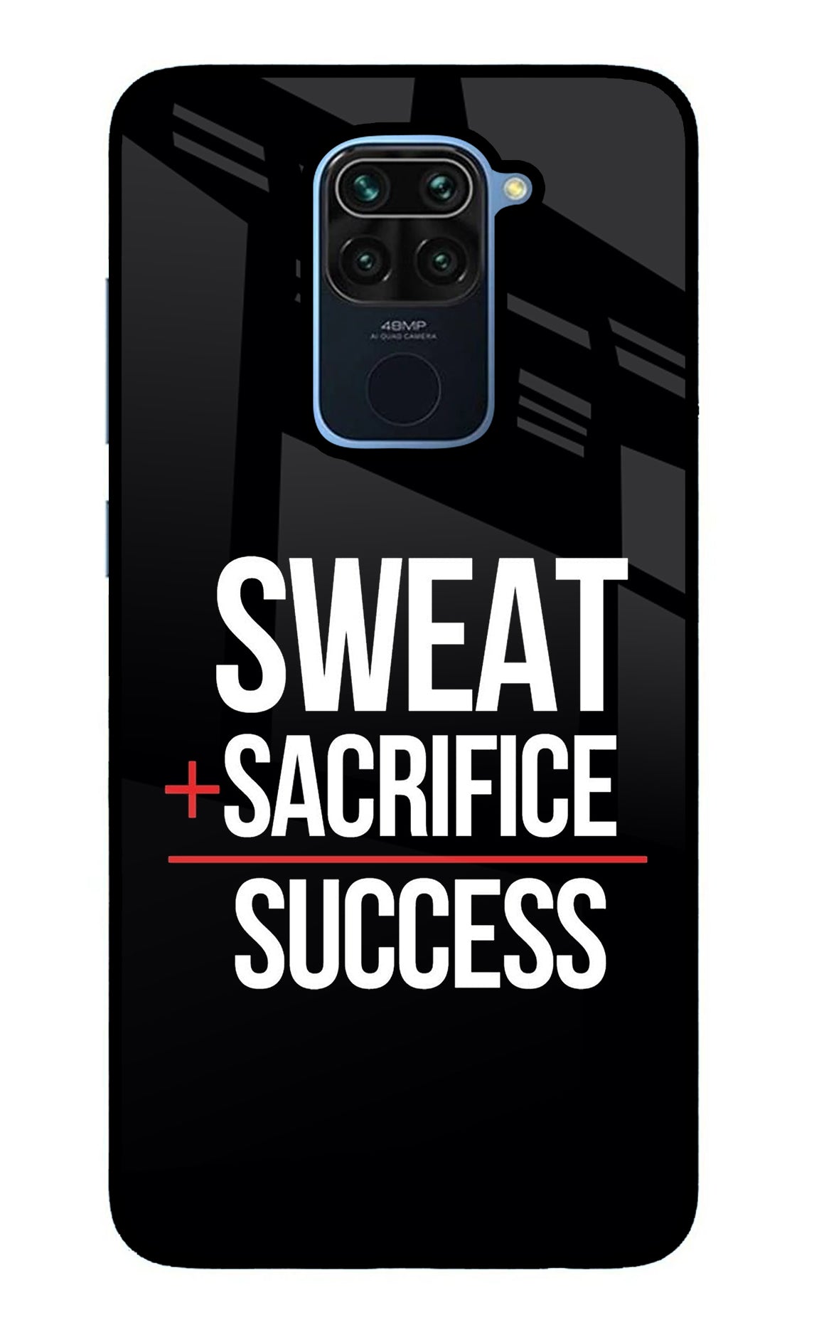 Sweat Sacrifice Success Redmi Note 9 Glass Case