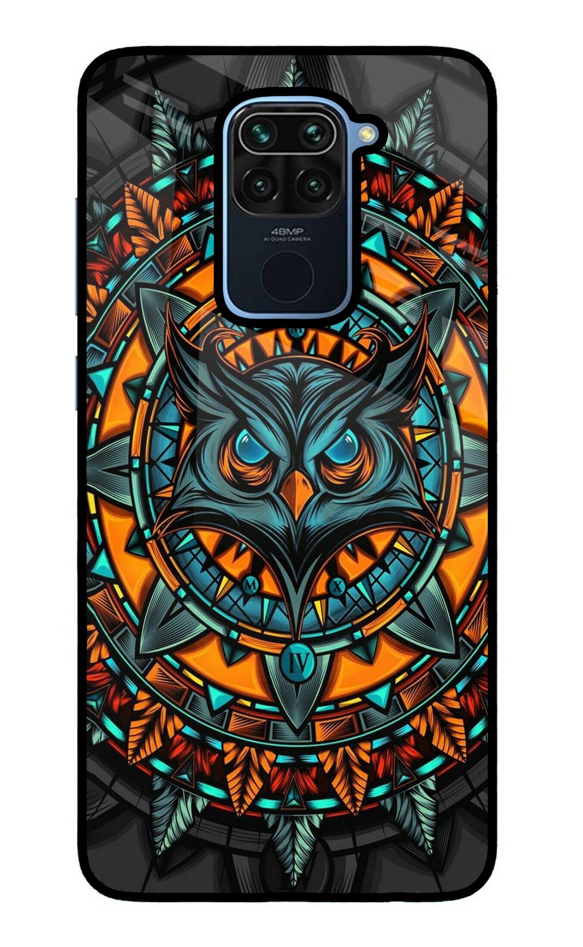 Angry Owl Art Redmi Note 9 Glass Case