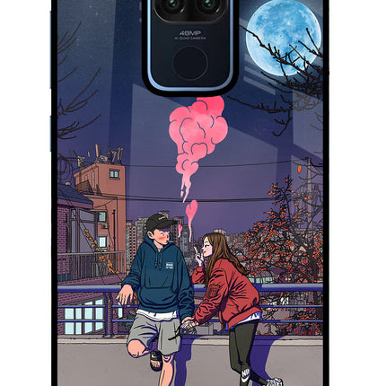 Chilling Couple Redmi Note 9 Glass Case