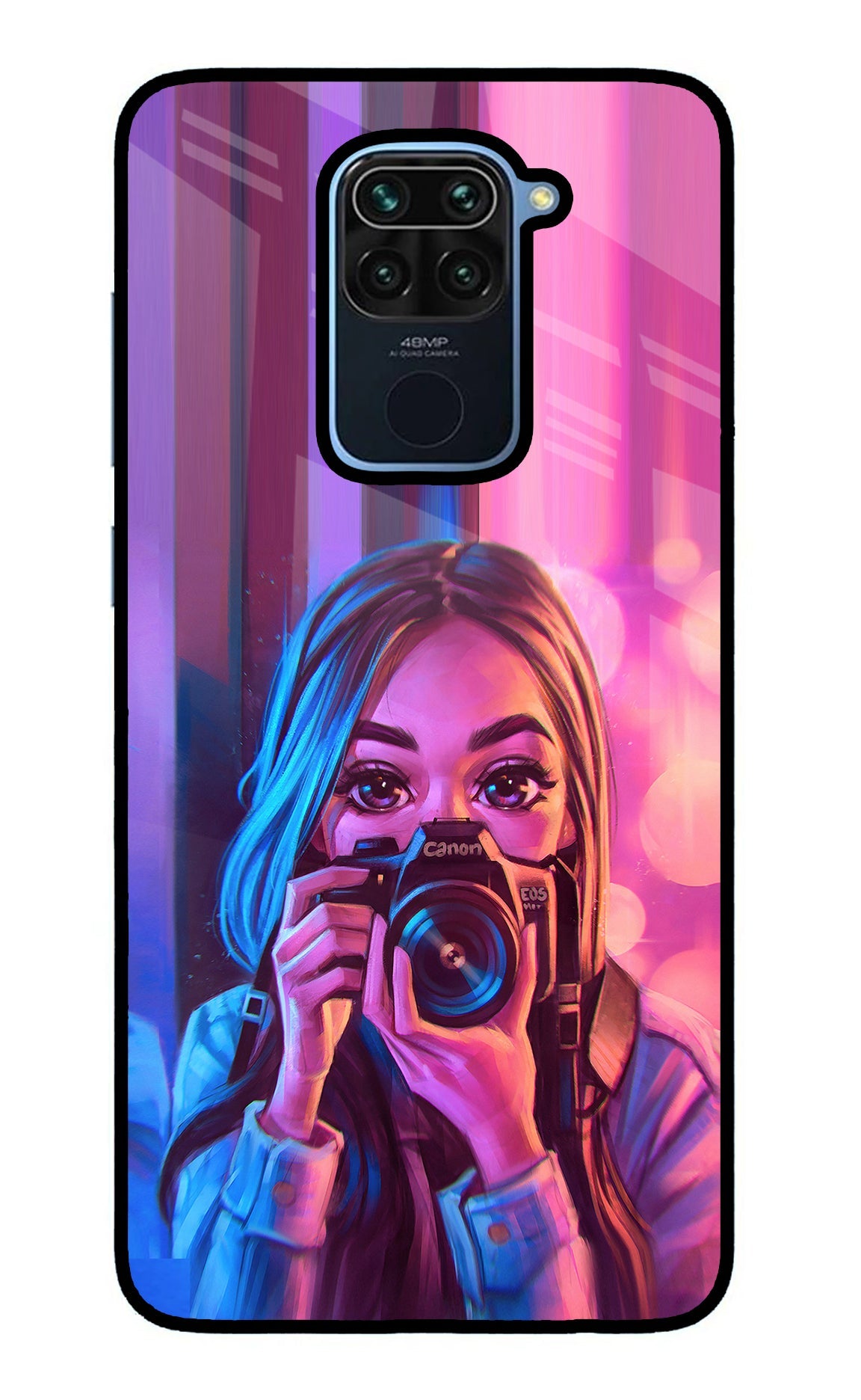 Girl Photographer Redmi Note 9 Glass Case