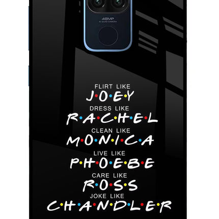 FRIENDS Character Redmi Note 9 Glass Case Back Cover by Casekaro