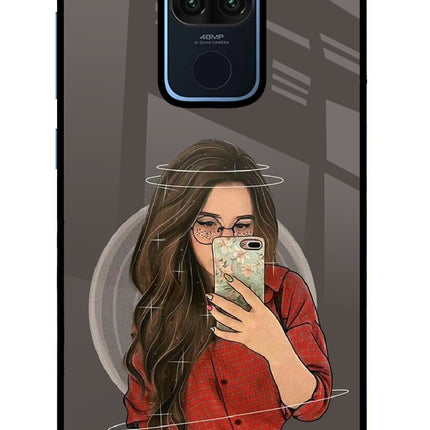 Selfie Queen Redmi Note 9 Glass Case Back Cover by Casekaro