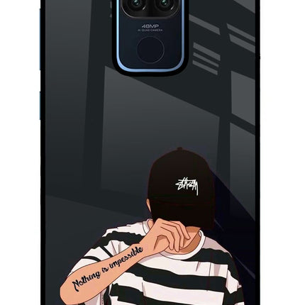 Aesthetic Boy Redmi Note 9 Glass Case Back Cover by Casekaro