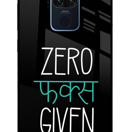 Zero Fucks Given Redmi Note 9 Glass Case Back Cover by Casekaro