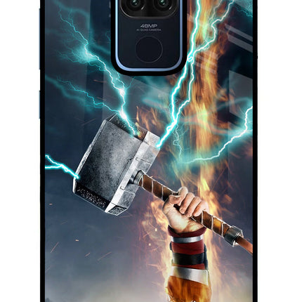 Thor Hammer Mjolnir Redmi Note 9 Glass Case Back Cover by Casekaro