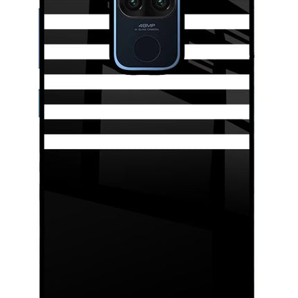 Black and White Print Redmi Note 9 Glass Case Back Cover by Casekaro
