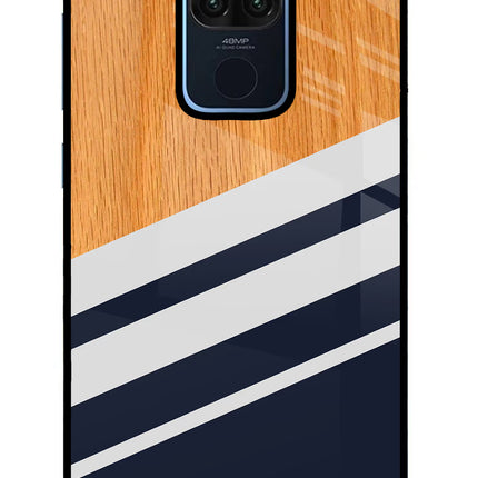 Blue and white wooden Redmi Note 9 Glass Case Back Cover by Casekaro