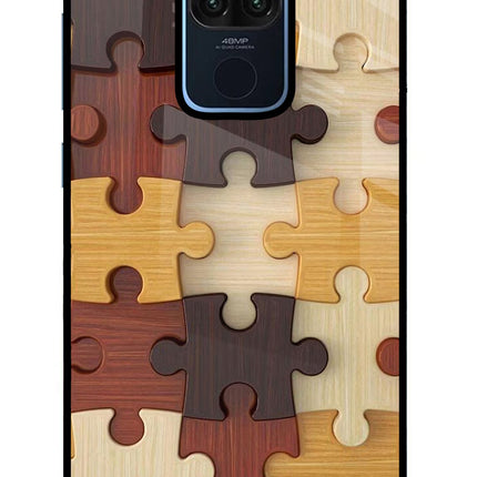 Wooden Puzzle Redmi Note 9 Glass Case Back Cover by Casekaro