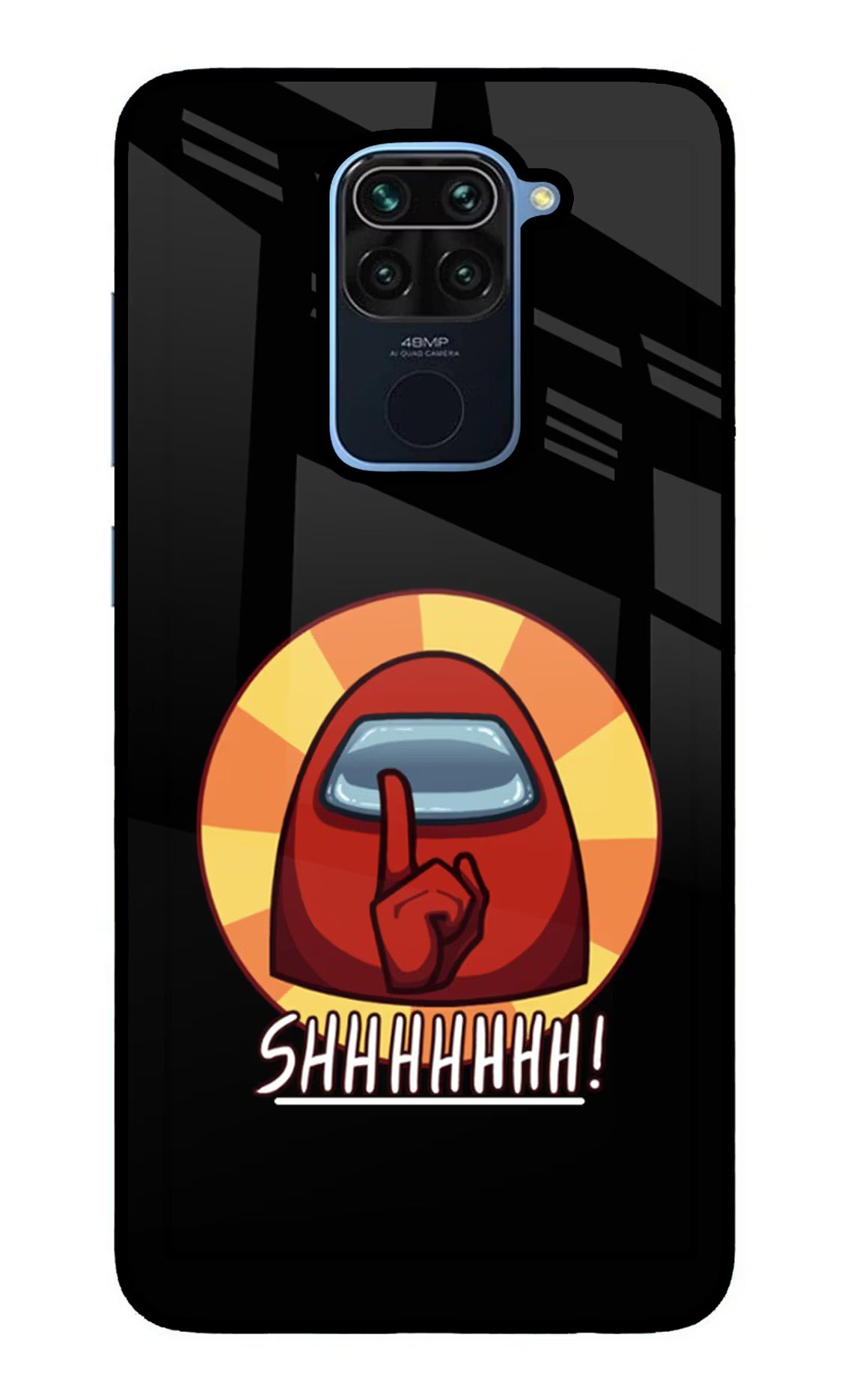 Among Us Shhh! Redmi Note 9 Glass Case Back Cover by Casekaro