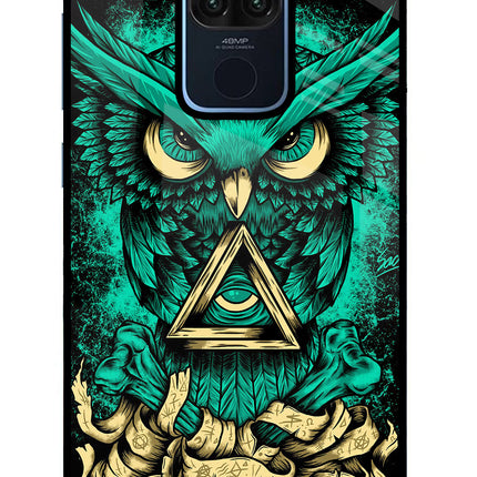 Green Owl Redmi Note 9 Glass Case Back Cover by Casekaro