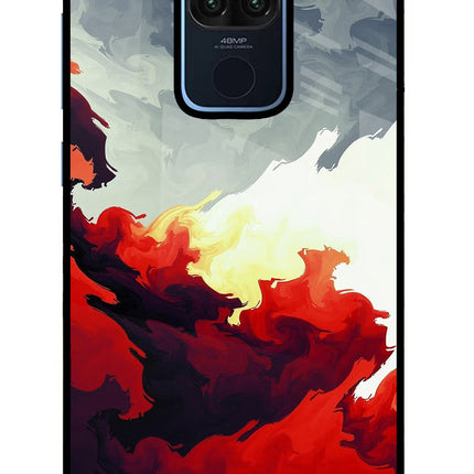 Fire Cloud Redmi Note 9 Glass Case Back Cover by Casekaro