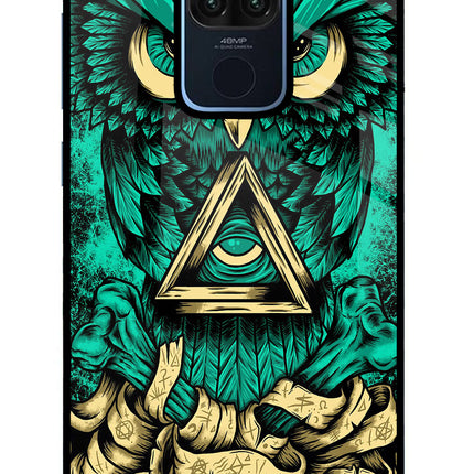 Green Owl Redmi Note 9 Glass Case Back Cover by Casekaro